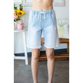Elastic Waist Denim Sweat Shorts