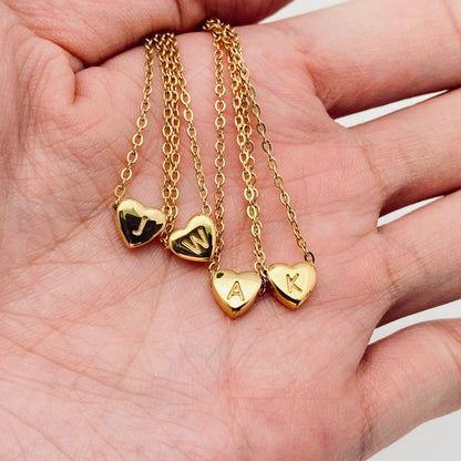 Heart-shaped Alphabet Pendant Necklace