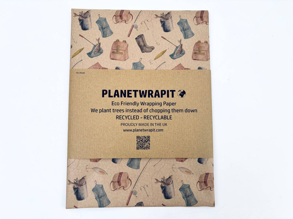 Fishing Recycled Kraft Wrapping Paper Gift Wrap Fathers Day