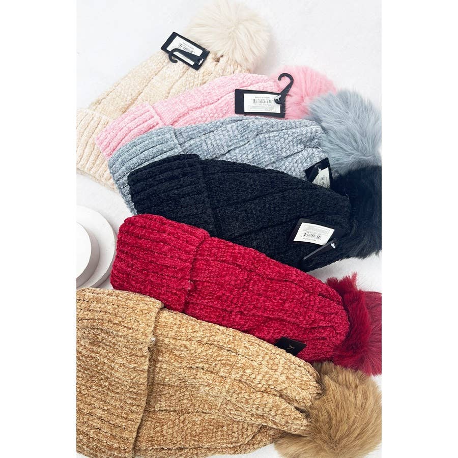 Double Layer Winter Cable Knit Pompom Beanie