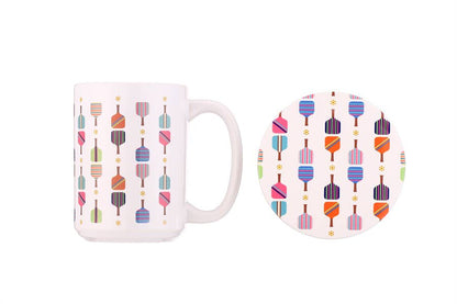 Pickle Ball Coffee Mug and Coaster Set