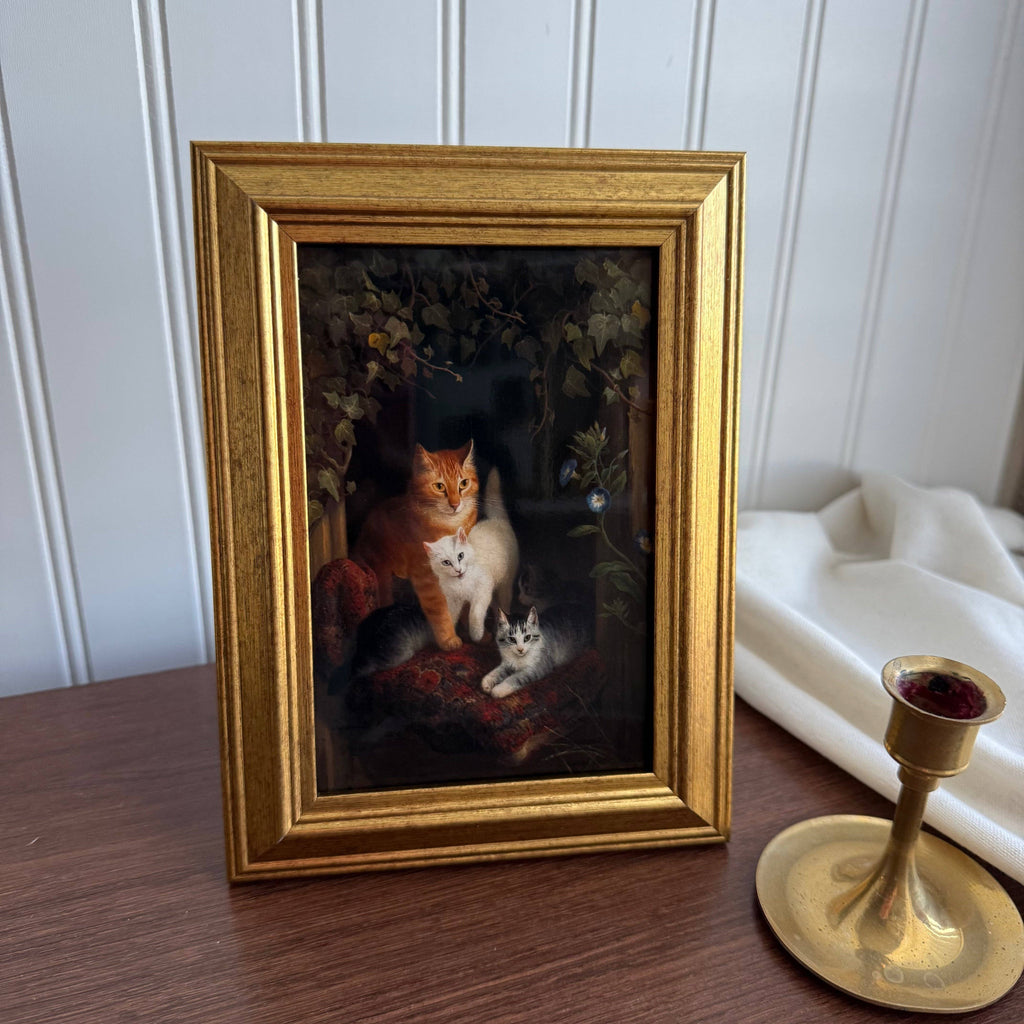 Vintage Style Orange cat w/Kitties Art Print Gallery Wall
