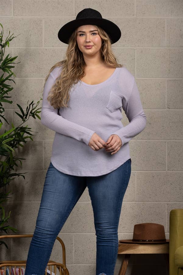 Waffle Thermal Knit Plus Size Top