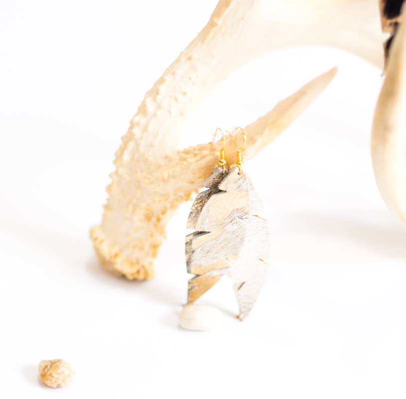 Dove Feather Earrings In Leather