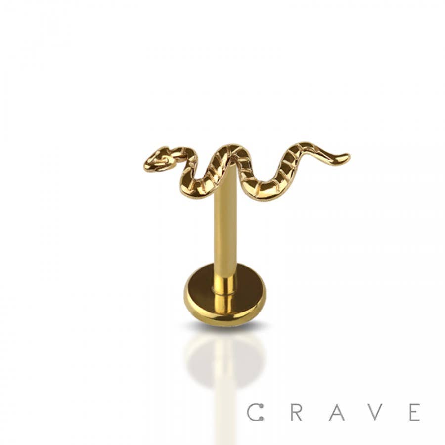 Titanium Threadless Push In Snake Labret
