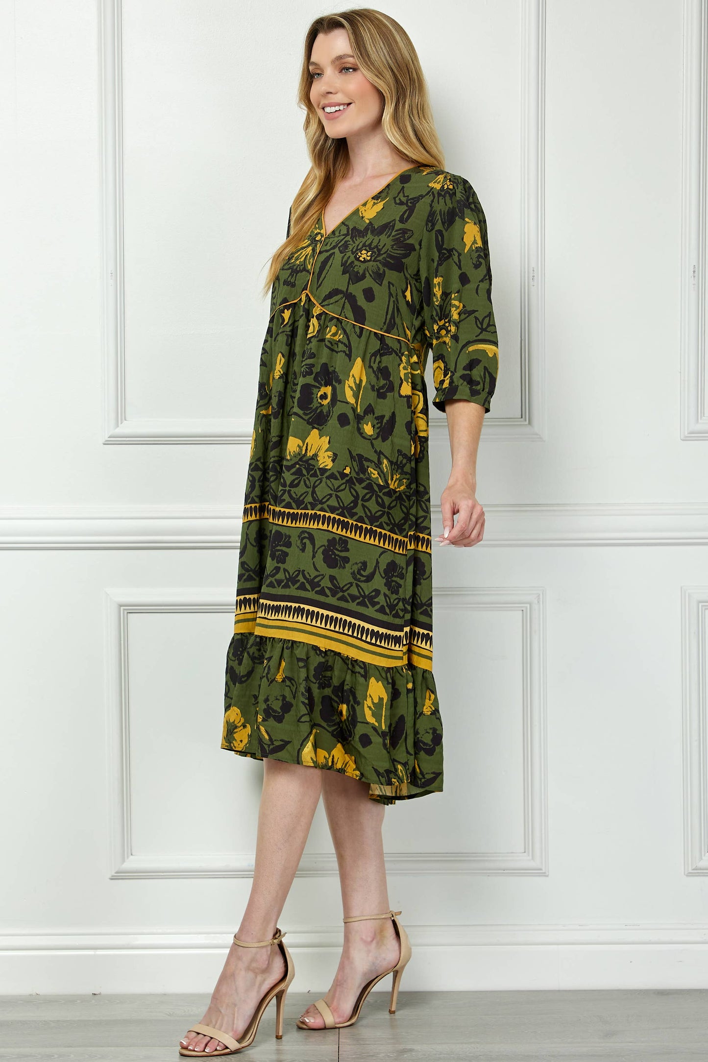 Boho Print Peasant Dress