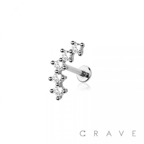 Arch Prong CZ Threadless Push In Labret