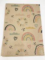 Rainbow and Hearts Recycled Eco Kraft Wrapping Paper