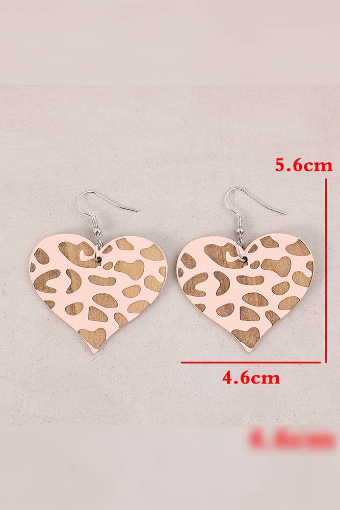 Heart Shaped Wooden Earrings.