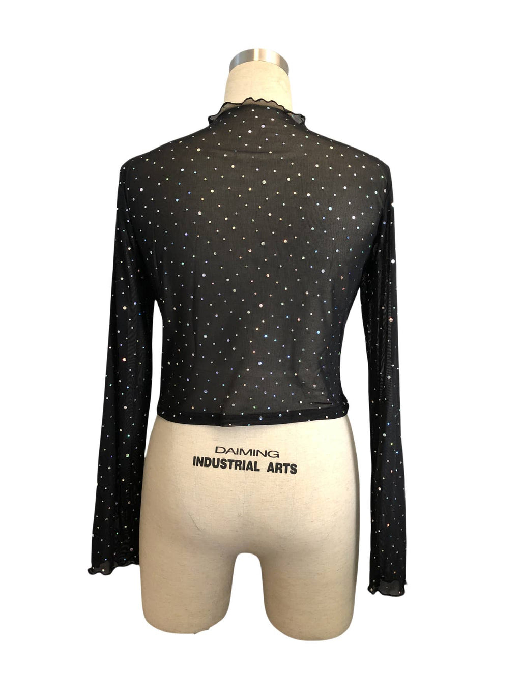 Sequin Long Sleeve Mesh Top