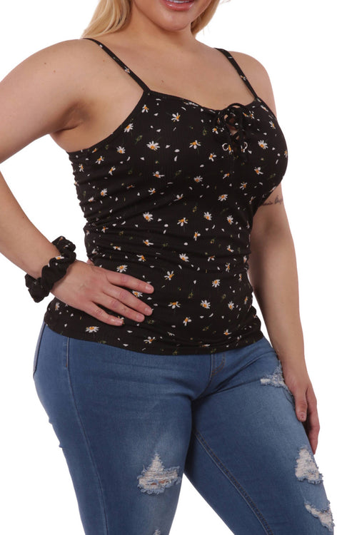Plus Size Lace-Up Tank Tops
