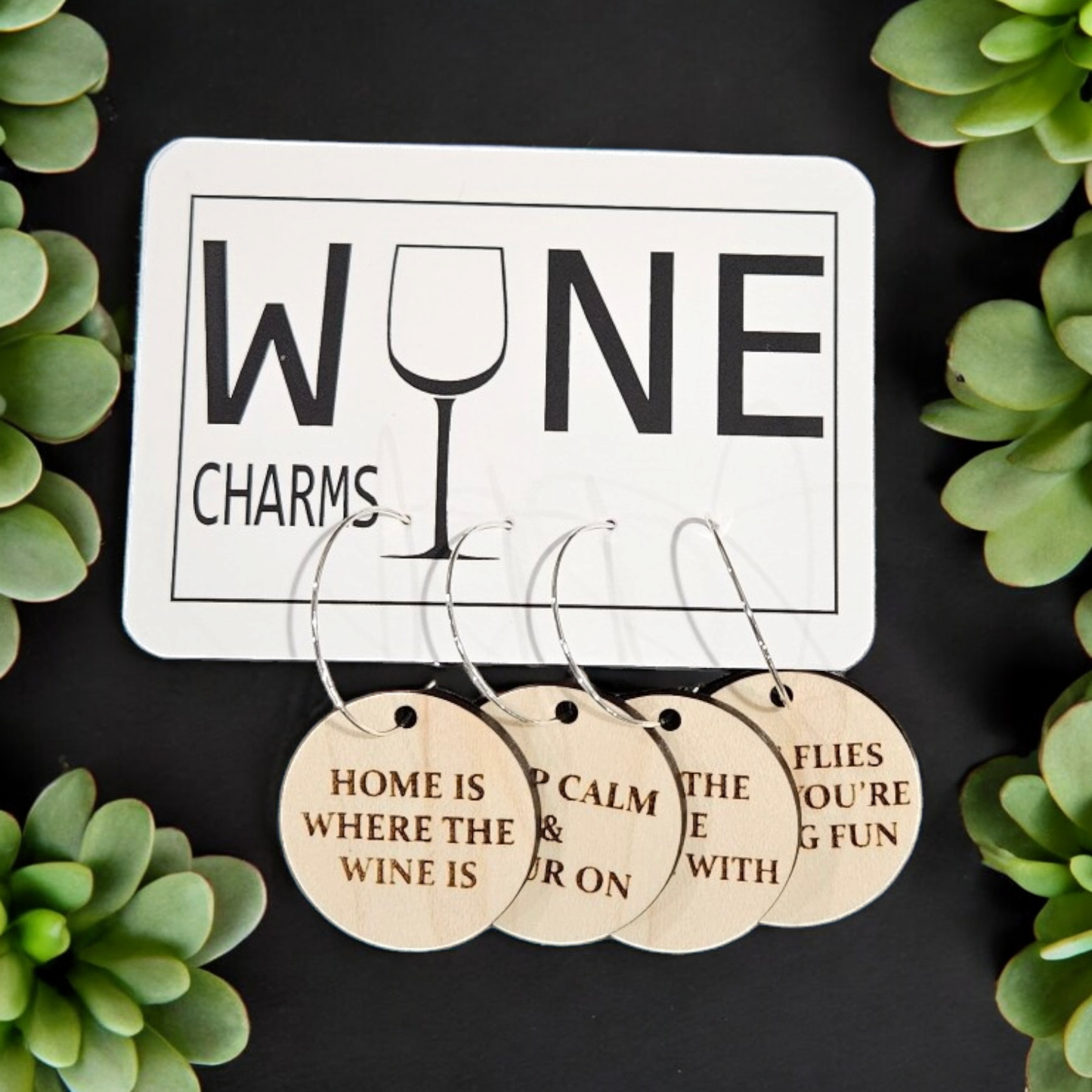 Keep Calm Wine Charms: Cherry or Maple