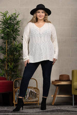 Plus Size V-Neck Knitted Sweater