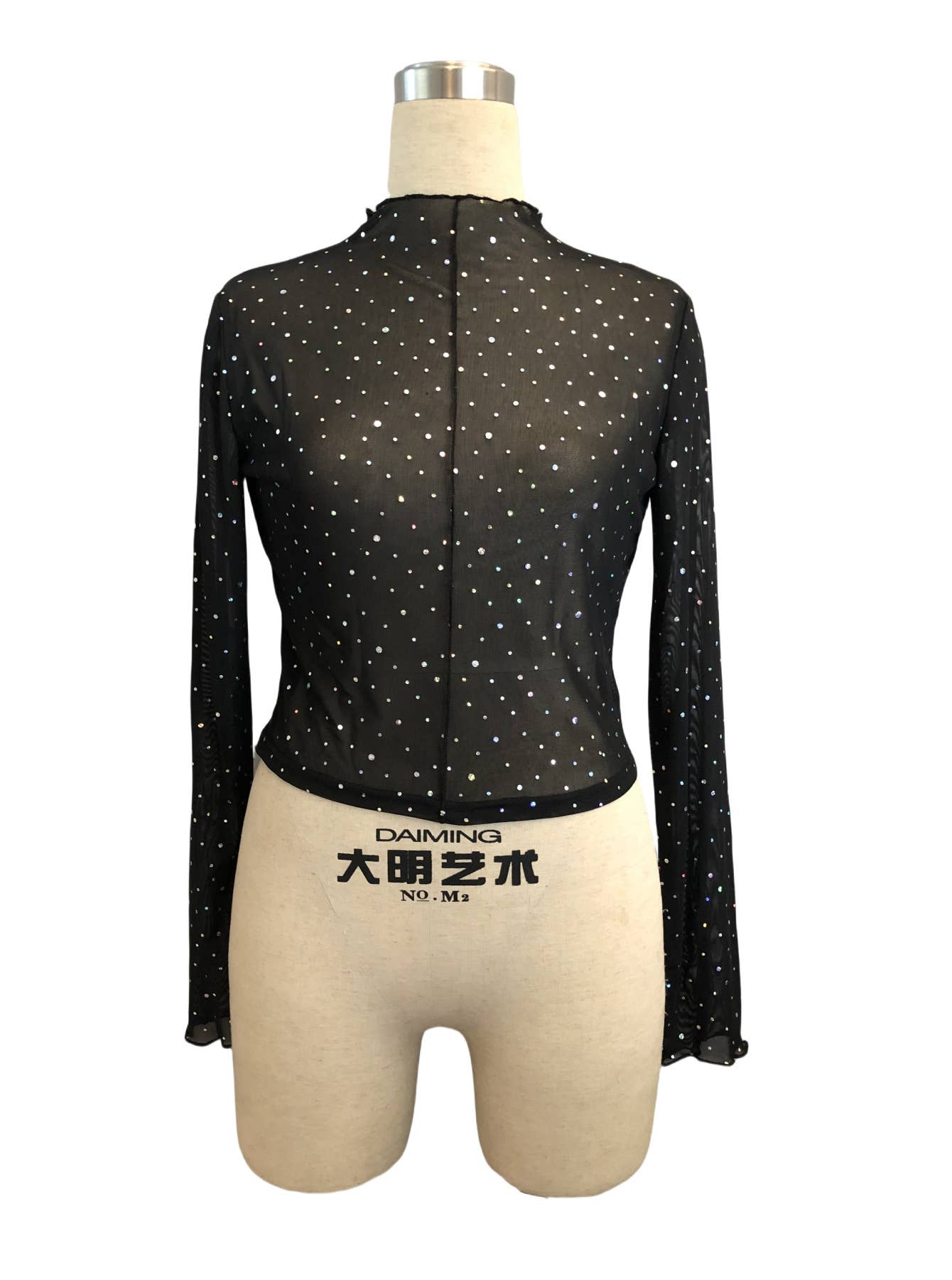 Sequin Long Sleeve Mesh Top