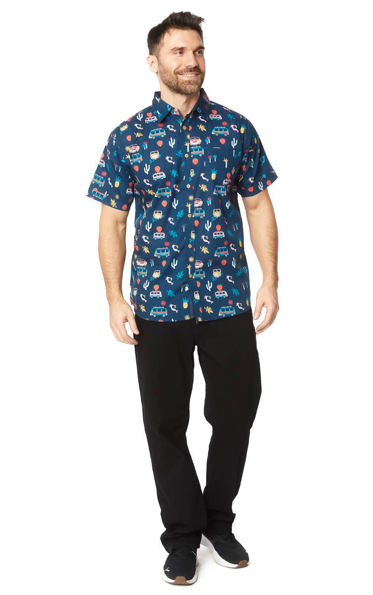Men's Printed Woven Fun Cars Print SS Shirt