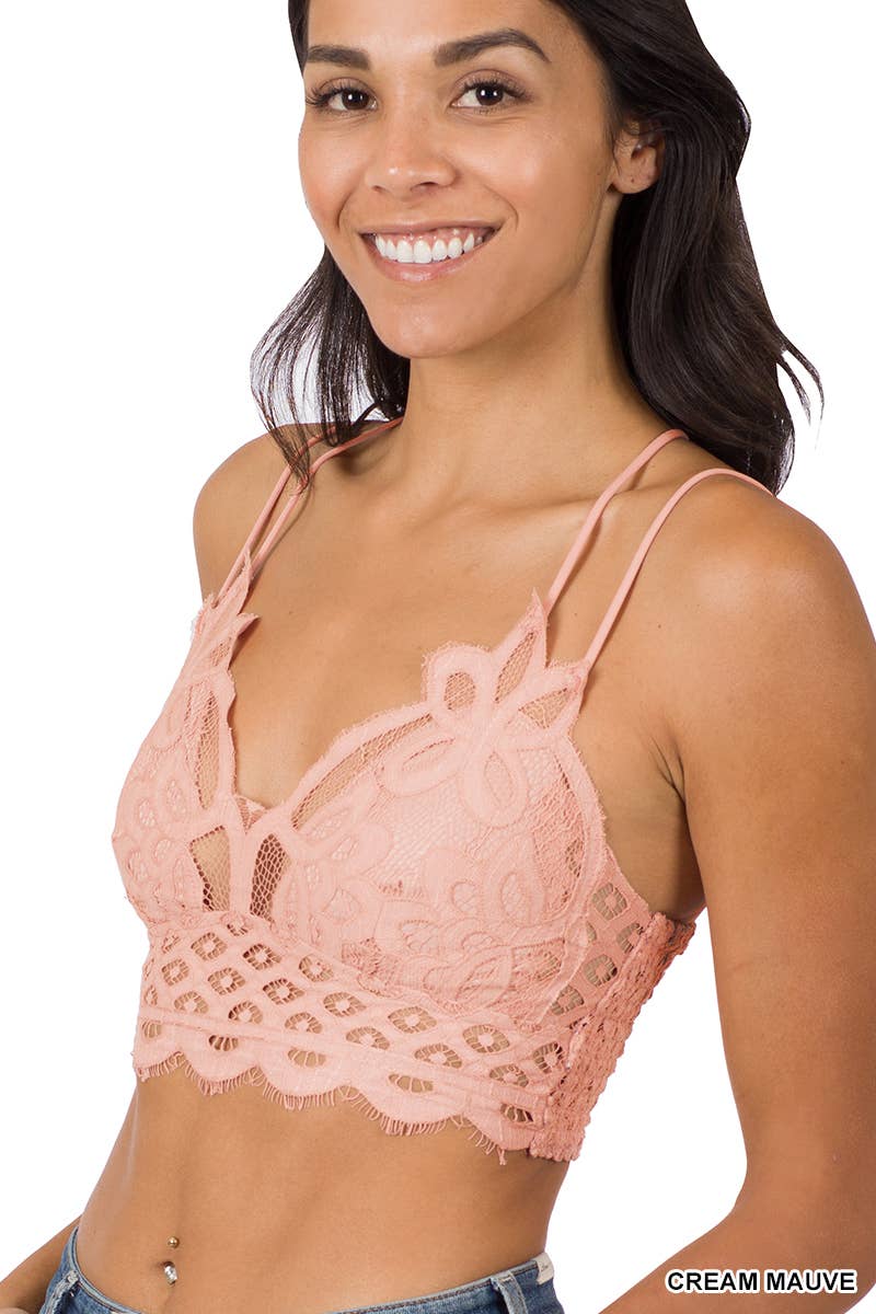 Crochet Lace Bralette With Removable Bra Pads