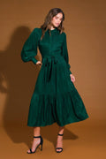 Emerald Grace Woven Midi Dress