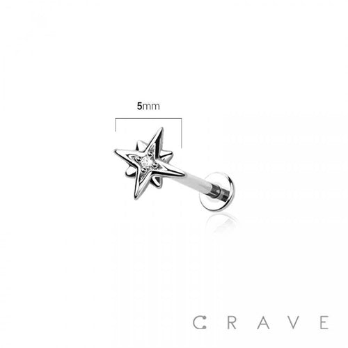 North Star Diamond Eightfold CZ Labret
