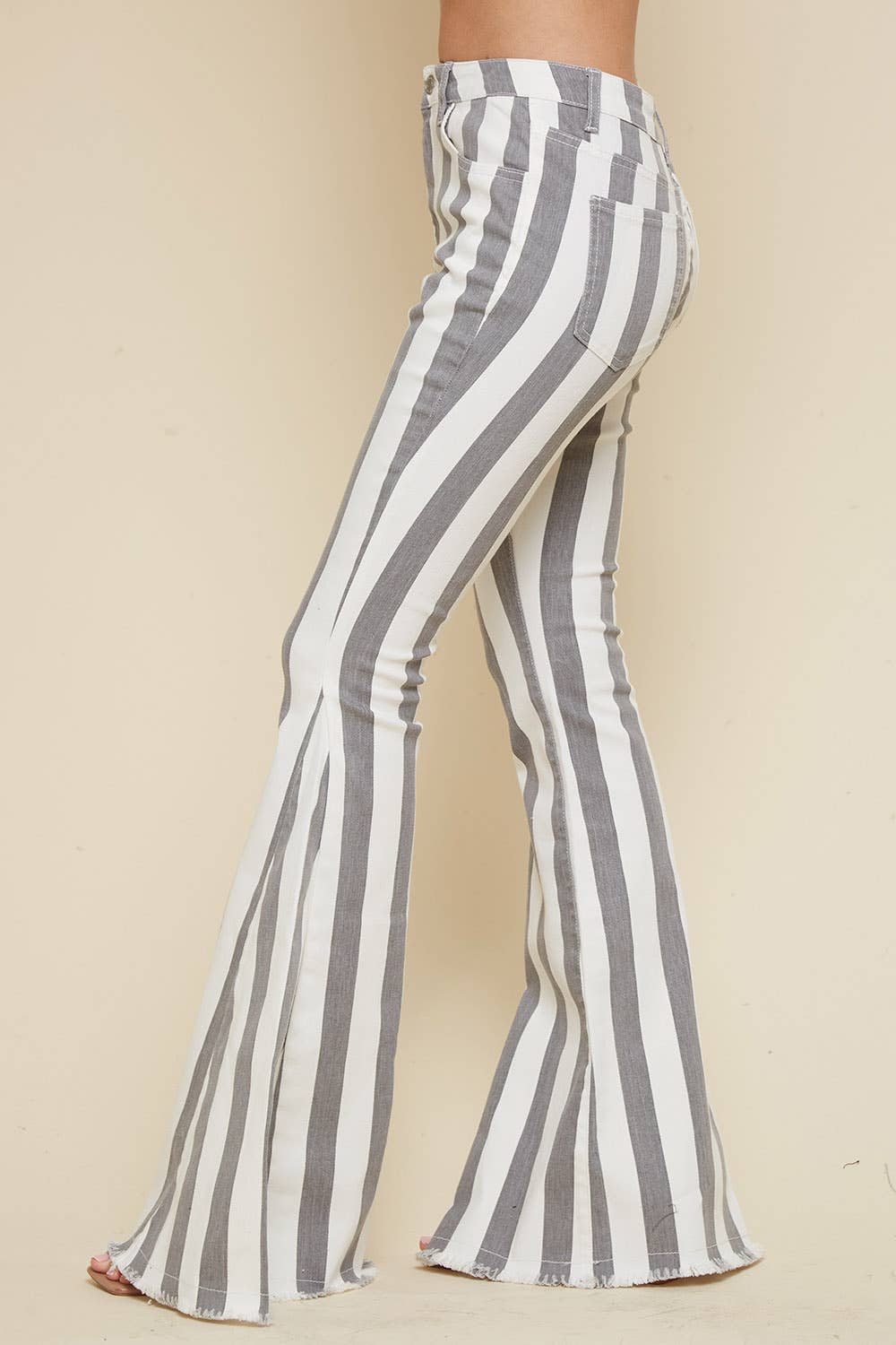Western Charcoal Stripe Bell Bottom Jeans