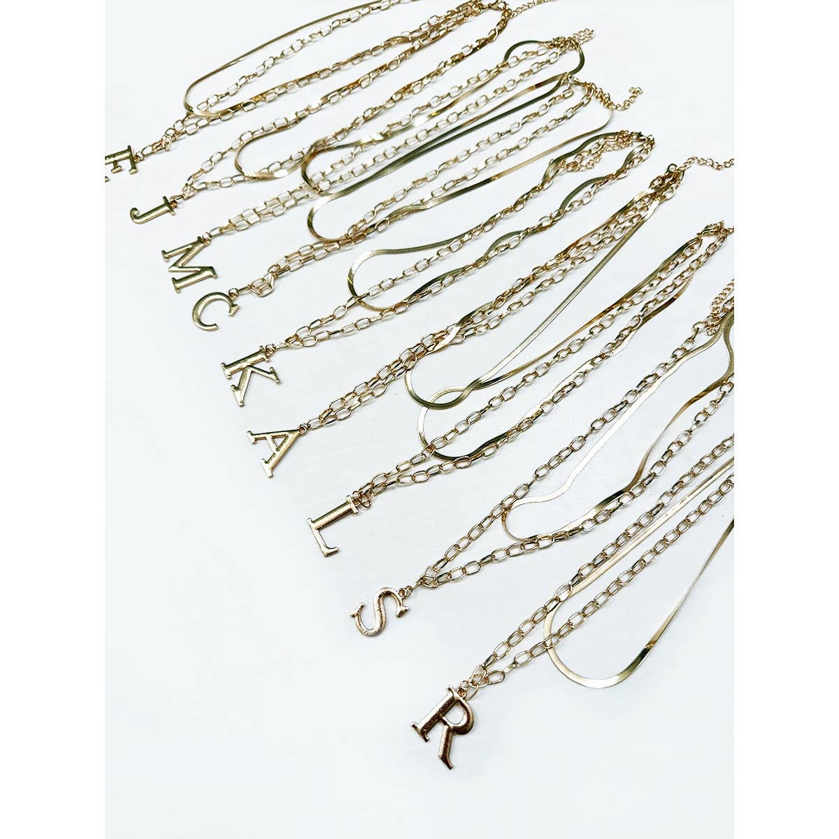 Gold Double Layered Initial Pendant Necklace