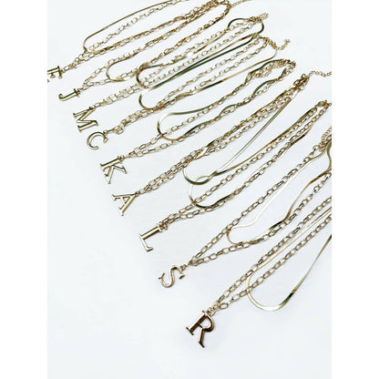 Gold Double Layered Initial Pendant Necklace