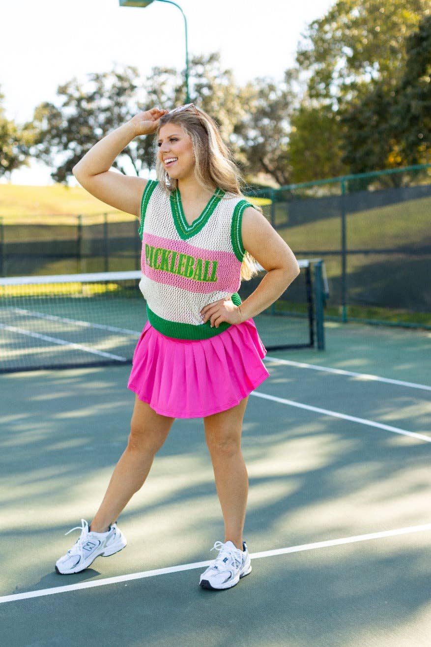 Pickle-ball Sweater Vest: Multi / L