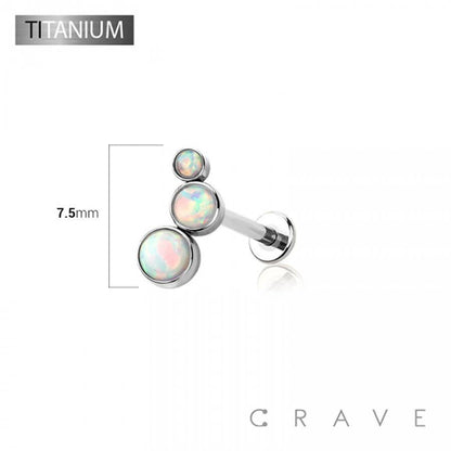 IMPLANT GRADE TITANIUM THREADLESS (PUSH IN) ROUND SYNTHETIC: GOLD/WHITE OPAL
