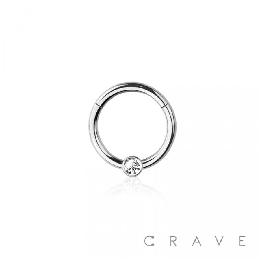 Hinged Segment Hoop Ring Bezel CZ
