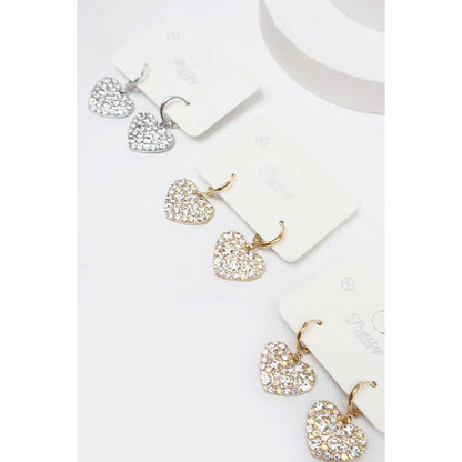 Rhinestone Hearts Dangle Earrings