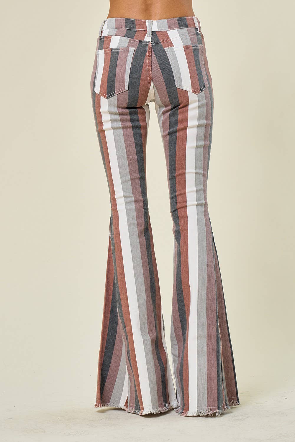 Western Multi Stripe Bell Bottom Jeans