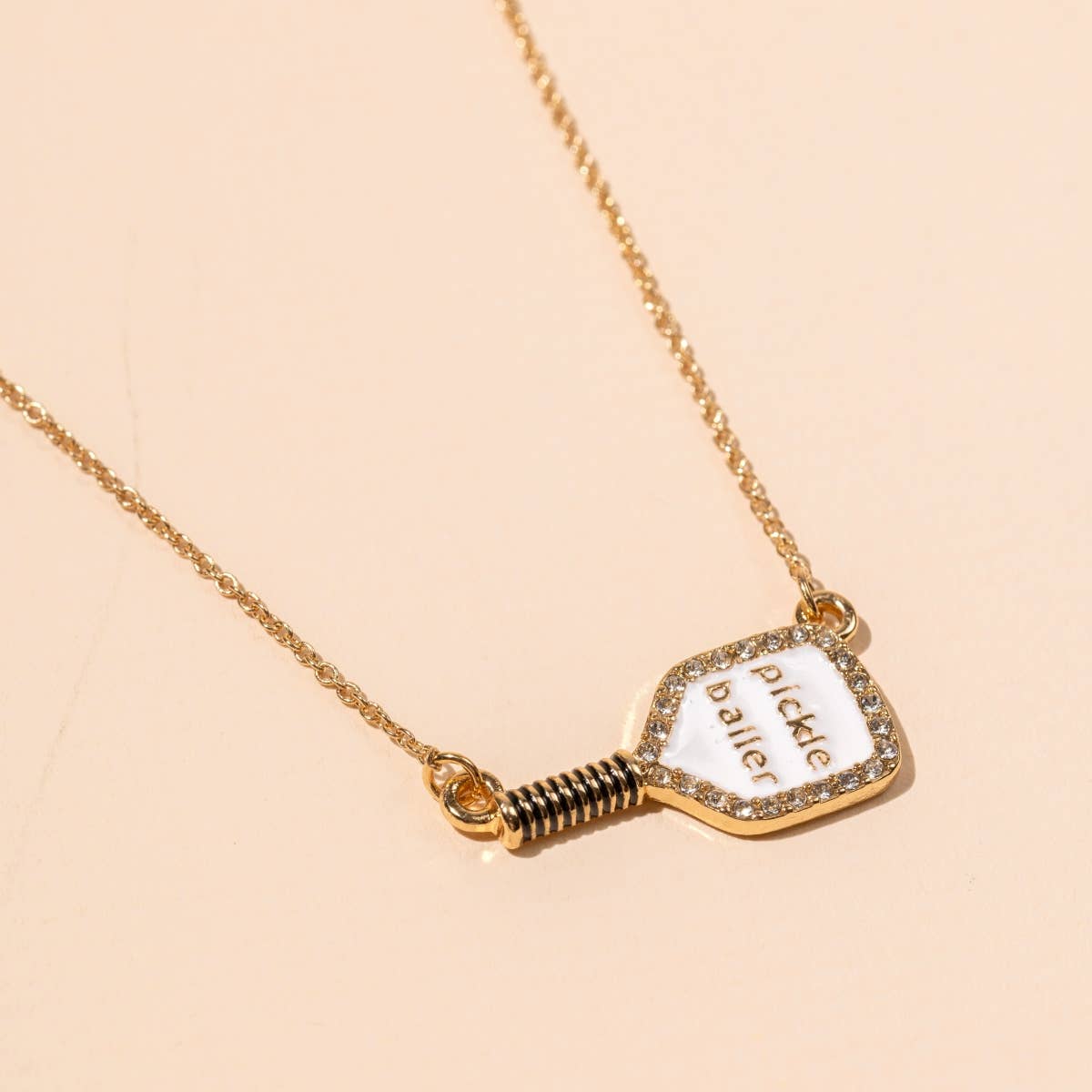 Enamel Pickle Baller 18K Gold Plated Short Necklace