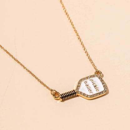 Enamel Pickle Baller 18K Gold Plated Short Necklace