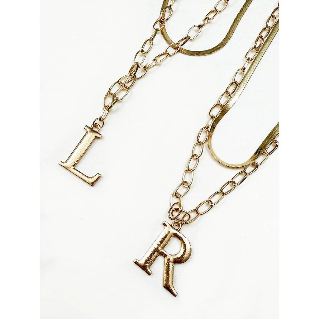 Gold Double Layered Initial Pendant Necklace