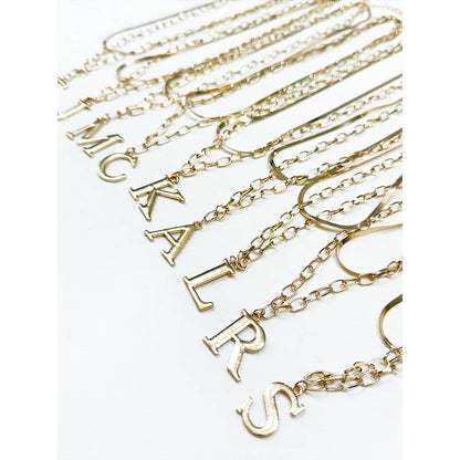 Gold Double Layered Initial Pendant Necklace
