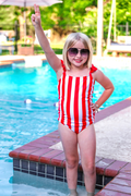 Girls Set Sail Striped Swimsuit