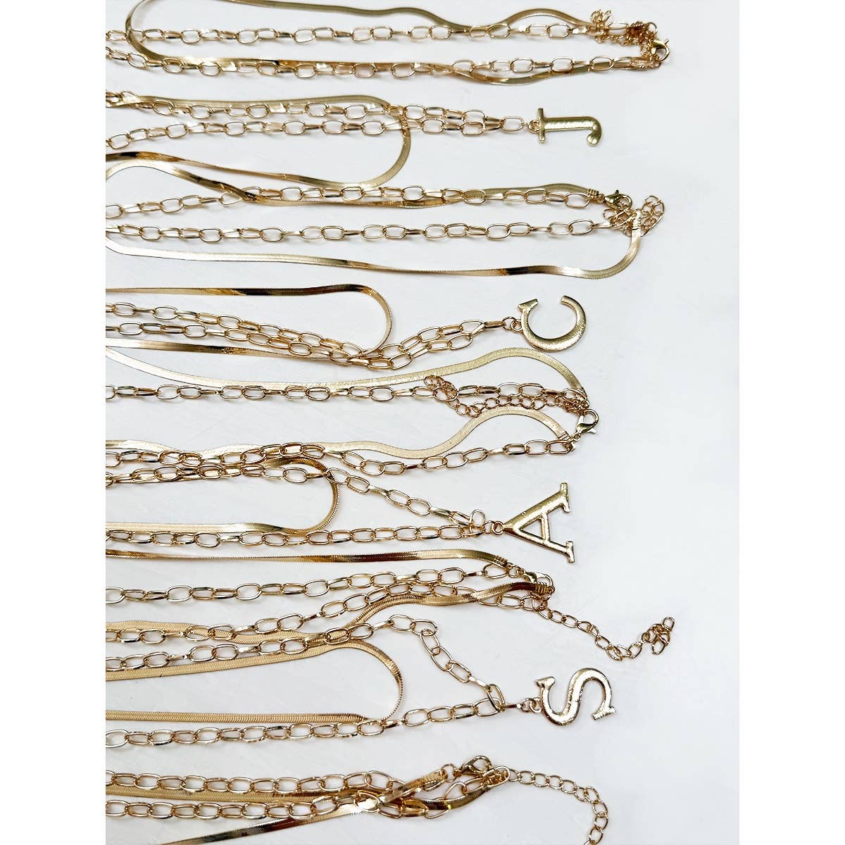 Gold Double Layered Initial Pendant Necklace