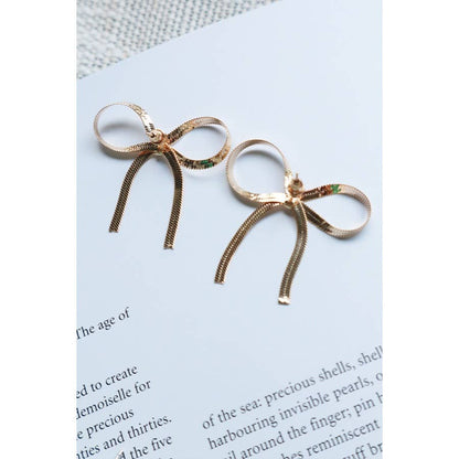 Gold and Silver Tessel Chain Bow Earrings