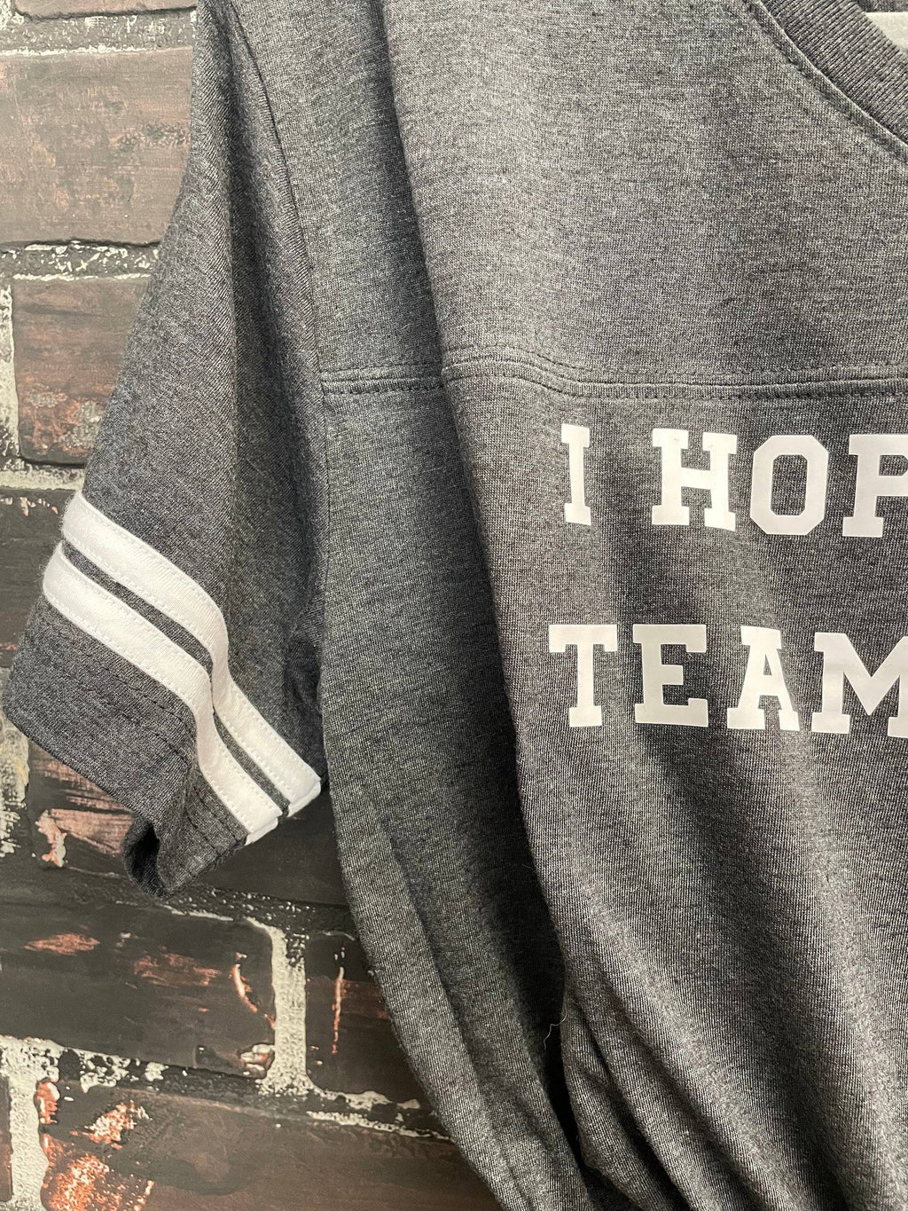 I hope both teams lose, Gray Baseball Style T-shirt: M