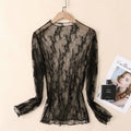 Sexy Mesh Blouse - Long Sleeve Lace