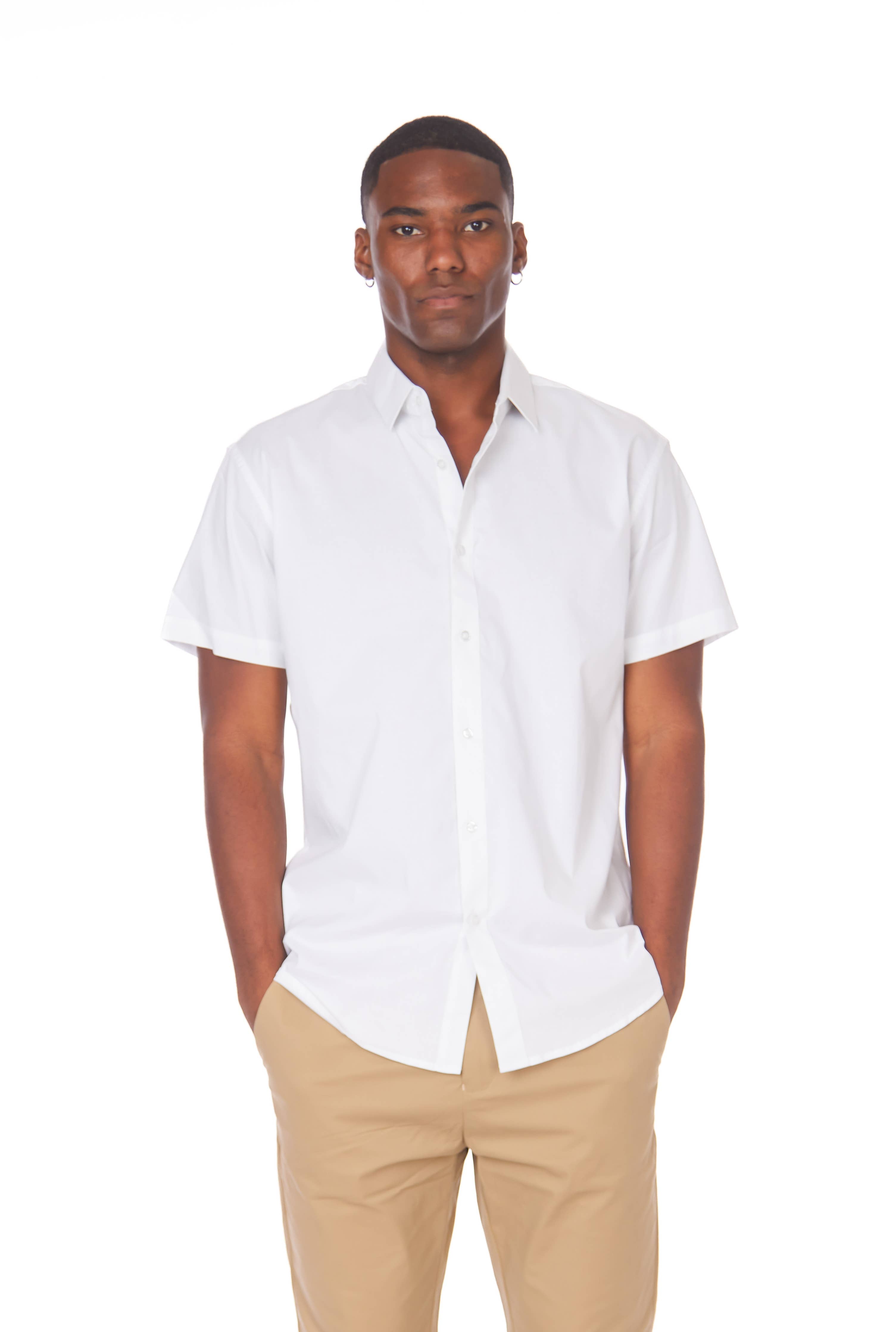 Men's Cotton Stretch SS Solid Shirt