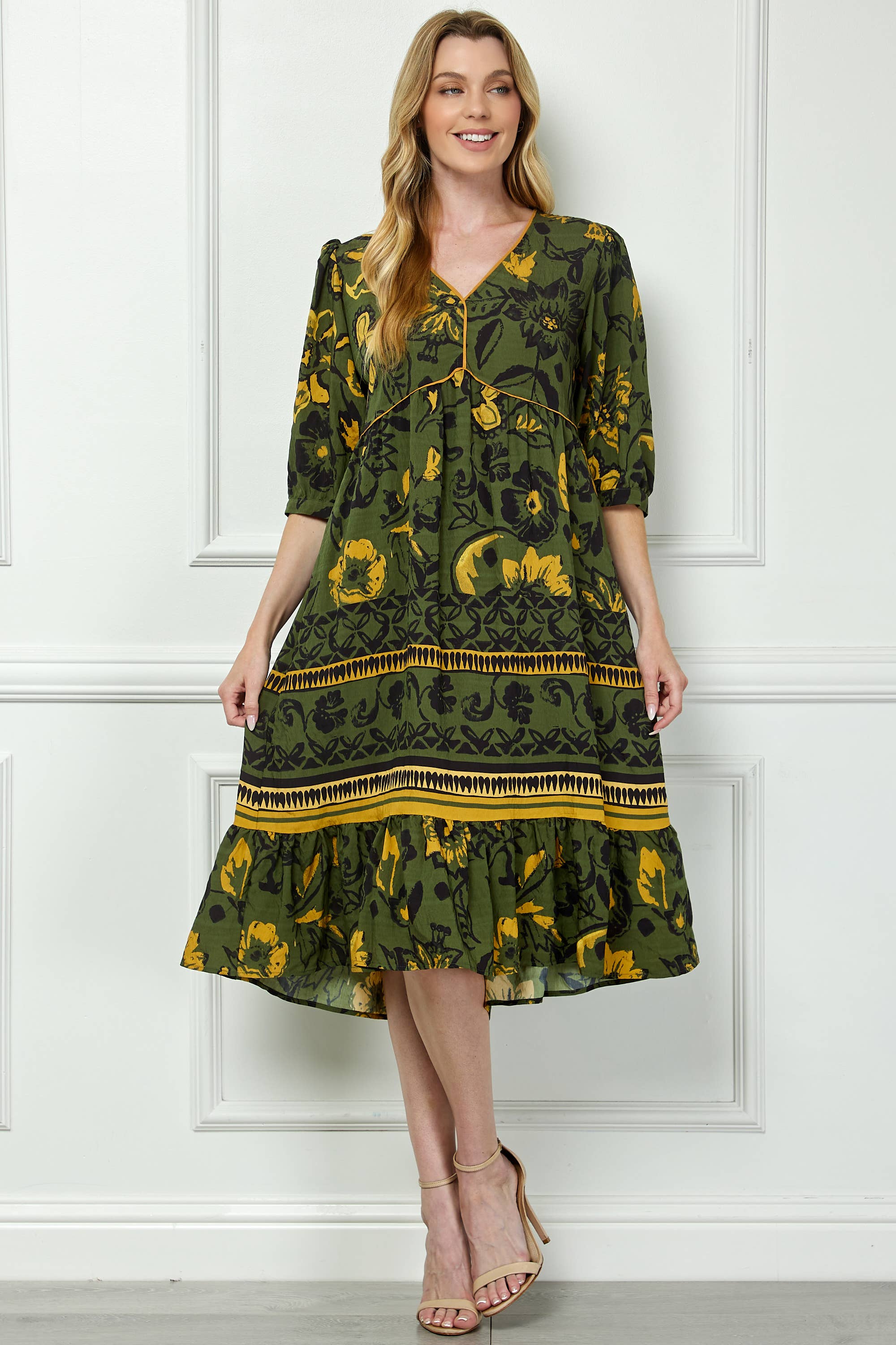 Boho Print Peasant Dress