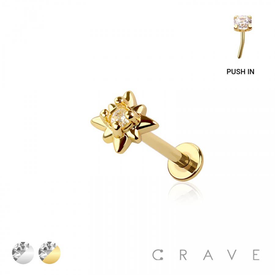 Starburst Top Threadless Push In Labret 