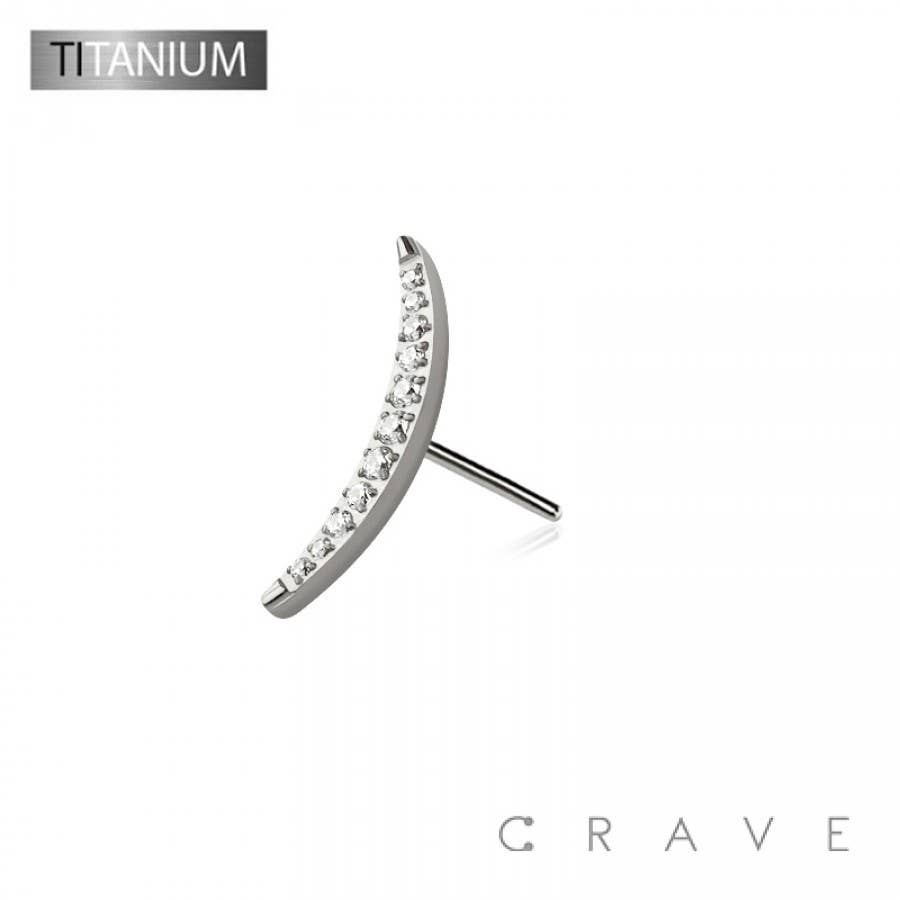 Titanium Threadless Push In CZ Bezel Arch Moon