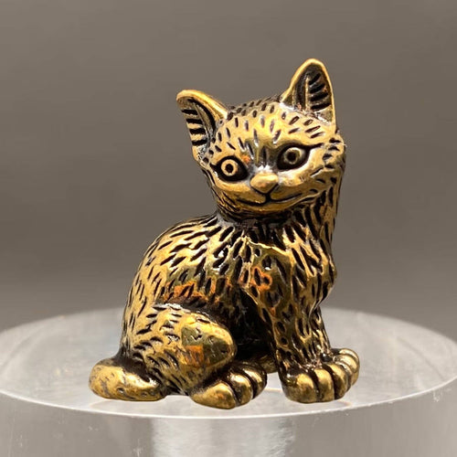 Brass Standing Kitten Decoration Desktop Ornaments