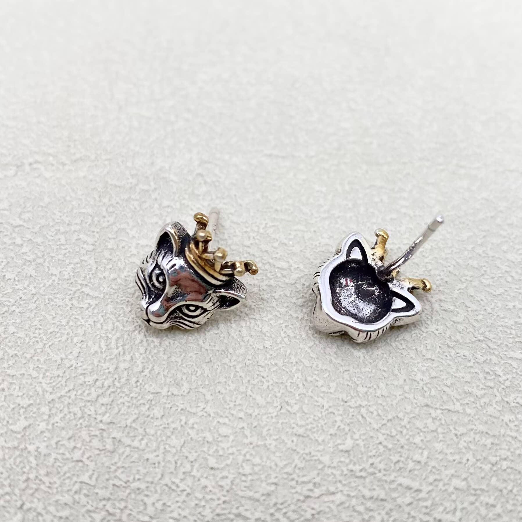 Royal Kitty Crown Stud Earrings