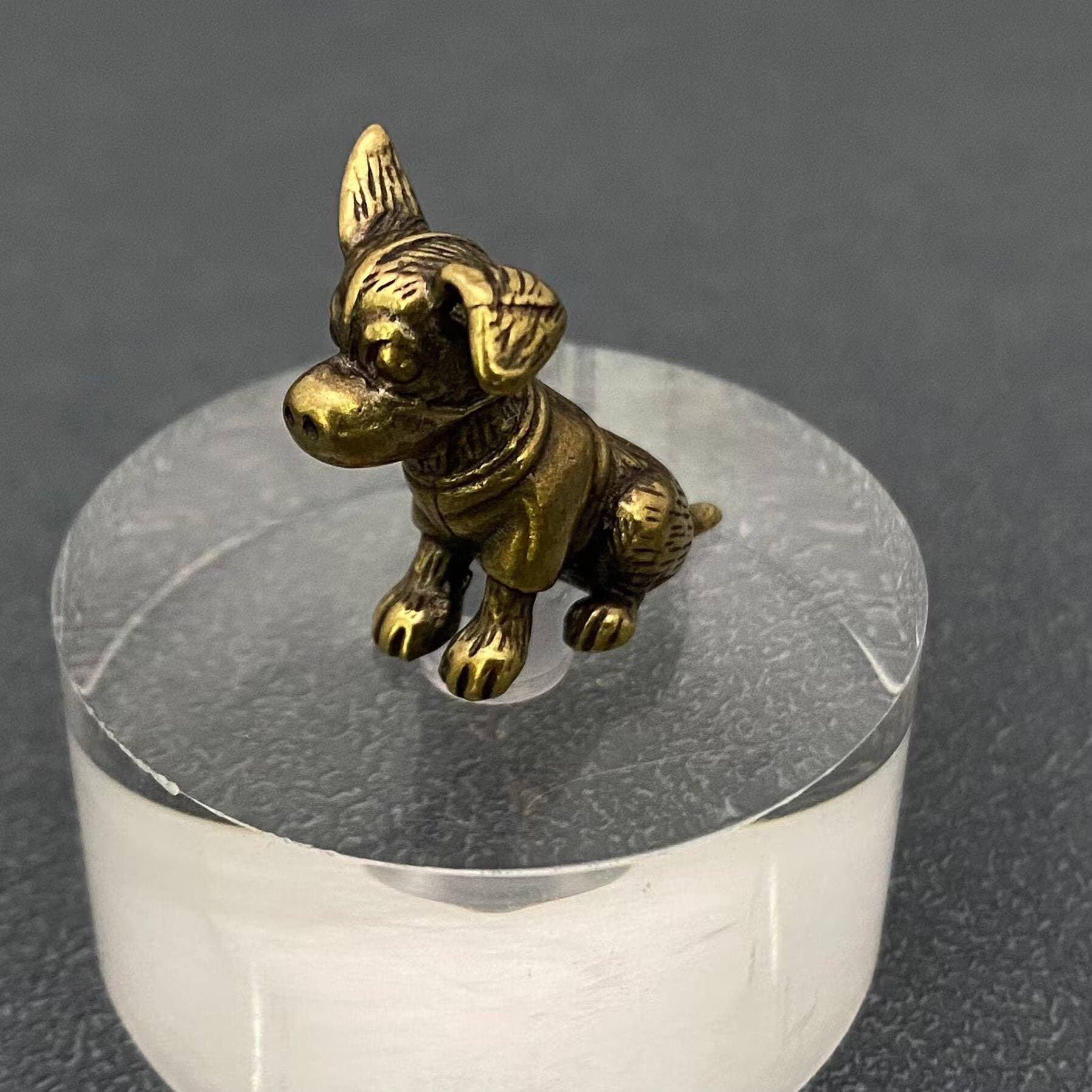 Small Brass Puppy Crafts Desktop Figurine