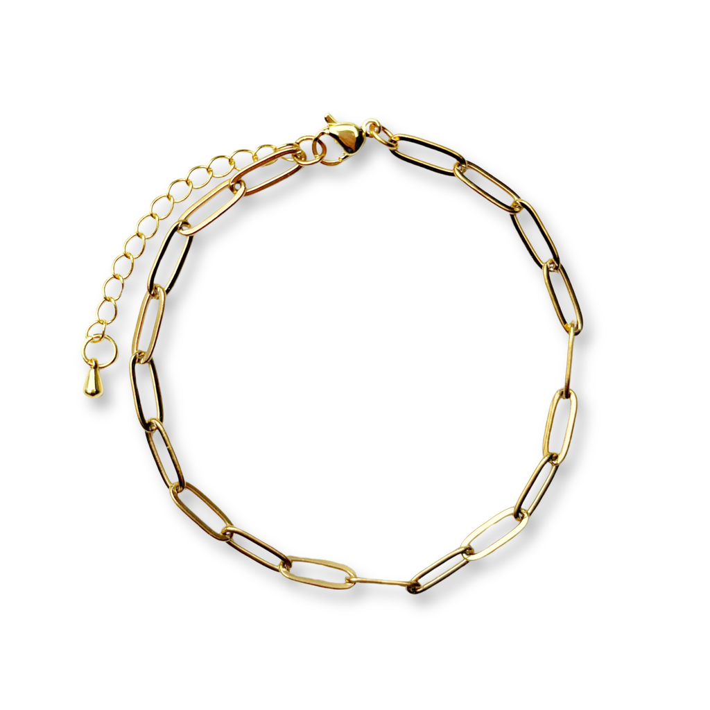 Paperclip Chain Charm Bracelet: 6.5"