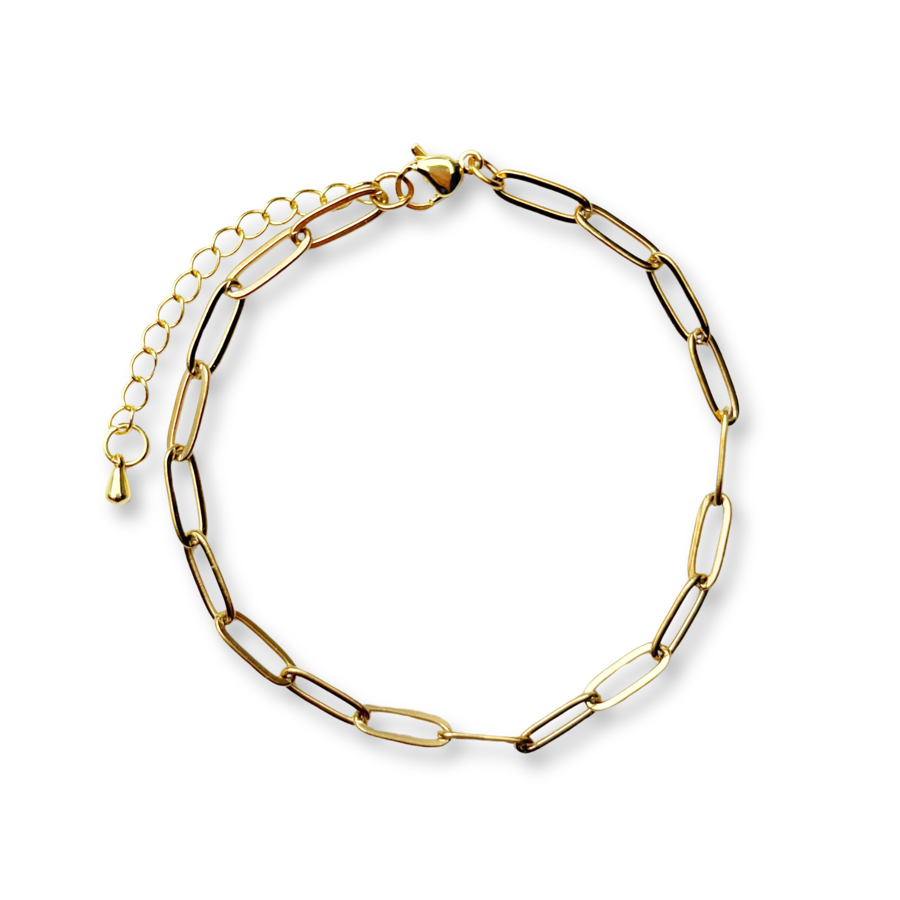 Paperclip Chain Charm Bracelet: 6.5"