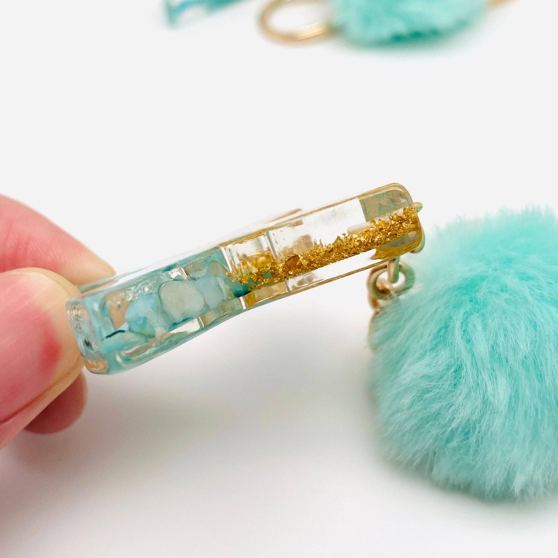 Resin Letters Teal Keychain