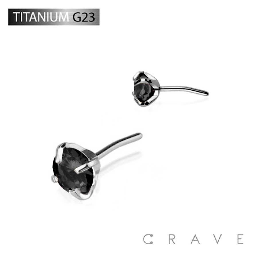 TITANIUM THREADLES PUSH IN CZ PRONG SET TOP PART: 1.5MM||AURORA BOREALIS